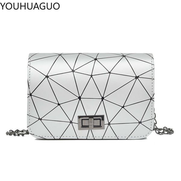 

youhuaguo new fashion diamond chain black purse women shoulder bag plaid lady mini crossbody bag pu leather lock flap handbag