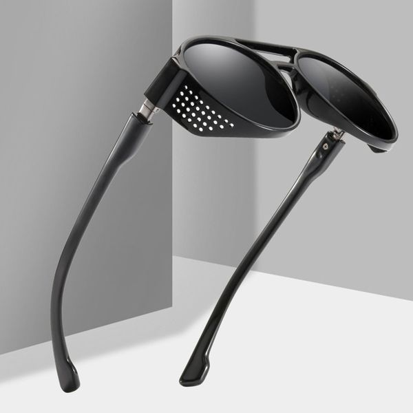 

fashion trend punk sunglasses men women goggles round steampunk sun glasses mesh style classic vintage eyeglasses uv400 pl1124, White;black