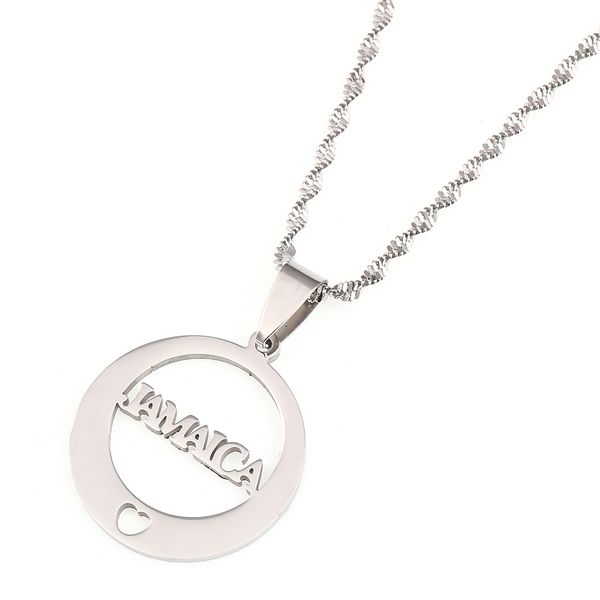 

stainless steel trendy round jamaica heart letter pendant jewelry, Silver