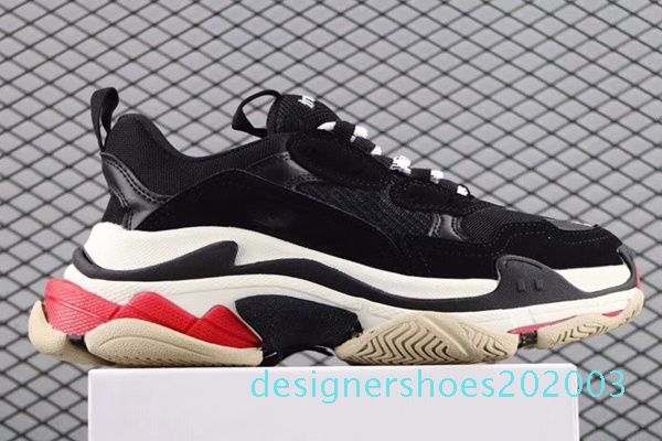 

2020 fashion crystal bottom paris 17fw triple s clear sole mens designer sneakers vintage dad platform women luxury casual shoes d03, Black