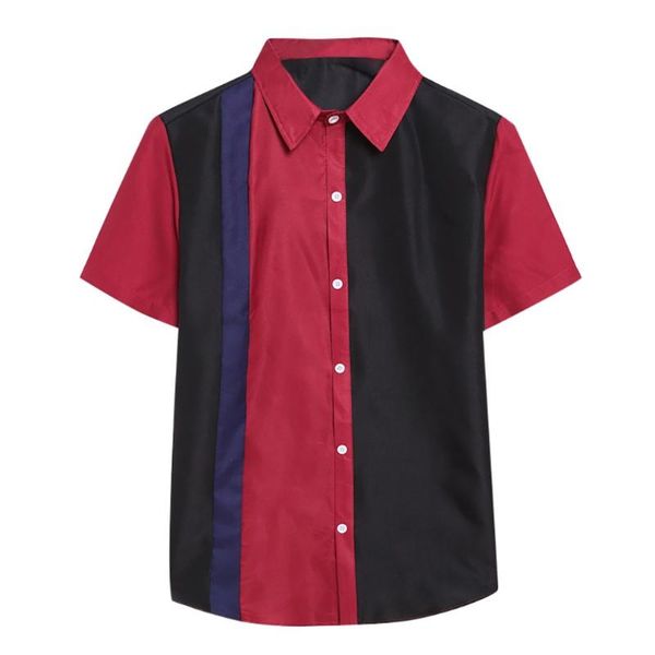 

new hawaiian shirt mens summer color collision short sleeve shirt casual printing streetwear blouse camisa masculina, White;black