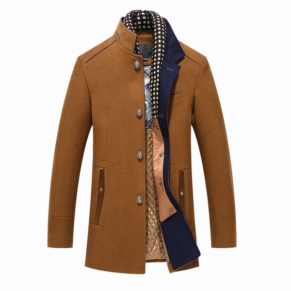 

new winter jacket men casual thick warm wool coat jackets outwear male windbreaker jacket trench woolen coat overcoat peacoat, Black;brown