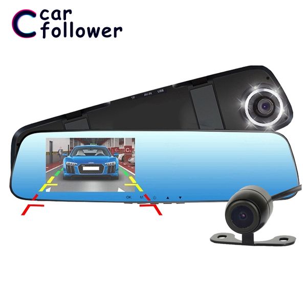 

dash cam car 4.3 inch lcd screen full hd 1080p car dvr rearview camera night vision loop recording video registrator