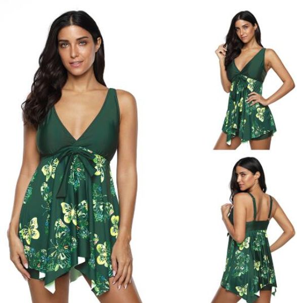 

wholesale girl lotus leaf connected triangle leopard skirt style split big fat plus angle slim leopard print swimsuit bikinis set