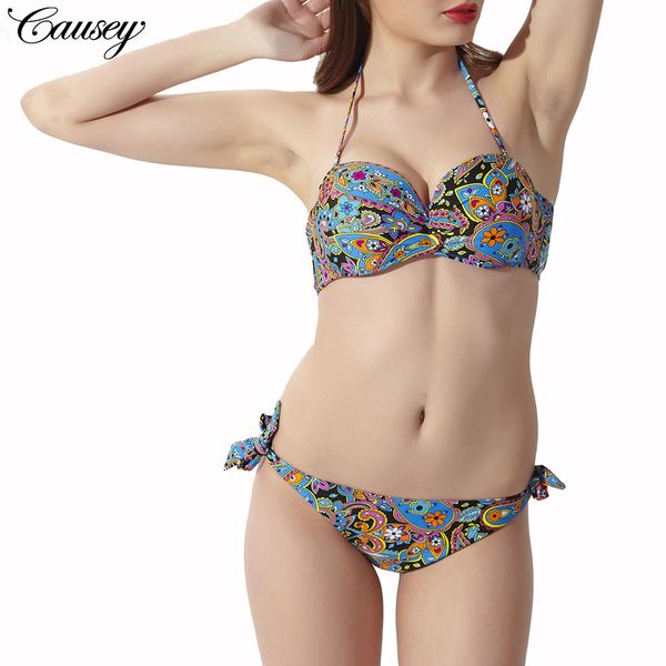 

bikinis floral print padded swimsuit women push up swimwear female bra summer beach wear ladies style beach swimsuit ing
