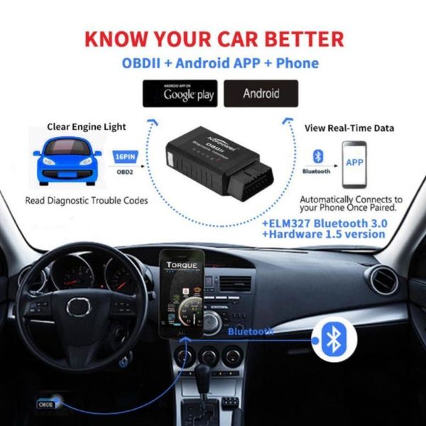 

elm327 bluetooth v2.1 for android torque obd 2 interface obdii mini obd2 scanner elm support reader protocols code 327 supe k1p3