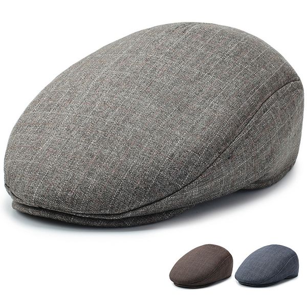 

ht3007 berets spring summer hat men cap vintage plaid dad father grandfather hat retro plaid ivy flat cap casual male beret, Blue;gray