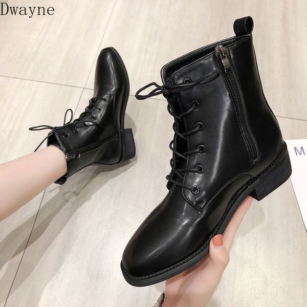 

boots female tube 2019 spring and autumn new wild england wind breathable handsome locomotive short boots tide, Black