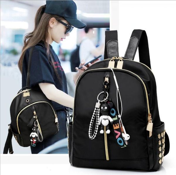 

designer-cute bear pendant bag female travel mini backpack women's casual shopping small backpack sleek minimalist shoulder bag cz195