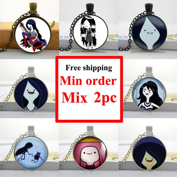 

hzshinling new fashion adventure time marceline necklace girl adventure time jewelry glass cabochon dome pendant hz1, Silver