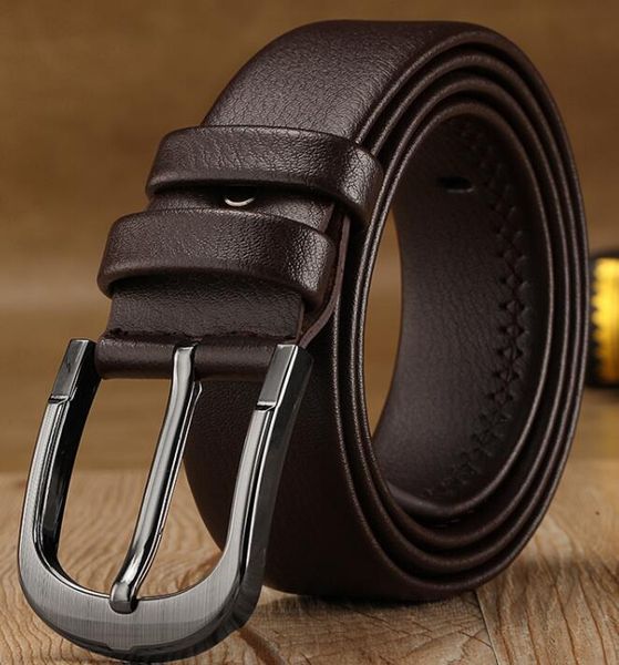 

2019 selling men's belt style genuine cowhide belt automatically buckle leather business leisure brand belt wholesale, Black;brown