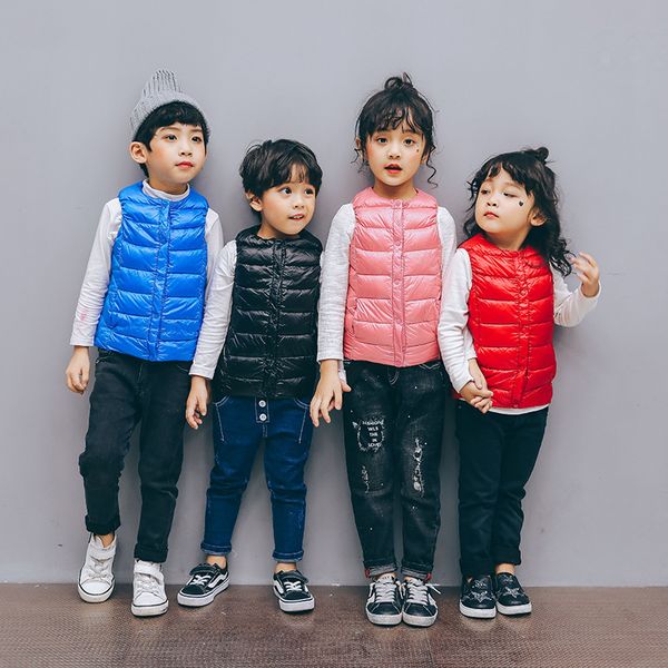 

new children vests winter ultra light white duck down vest coats boys girls sleeveless jacket kids windproof warm waistcoat 2-8y, Blue