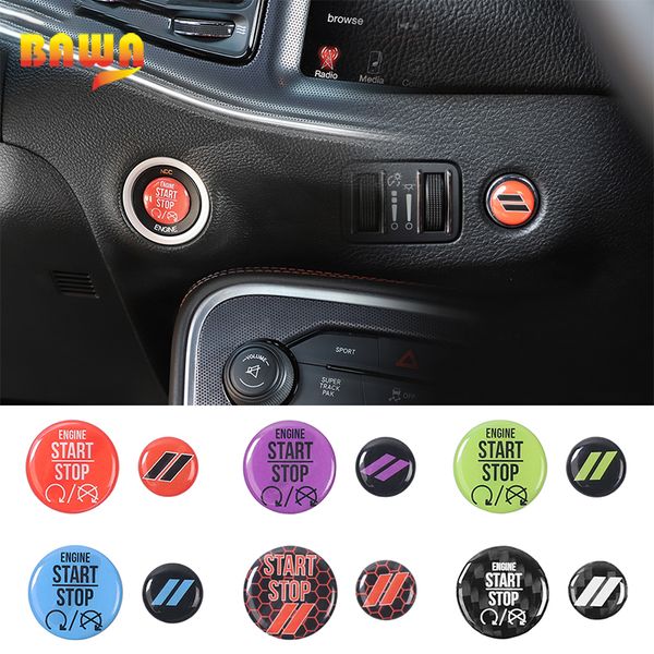 Bawa Car Interior Stickers For Dodge Charger Challenger 2010 2019 Engine Button Start Stop Trunk Switch Cover Abs Stickers Automotive Interior Parts