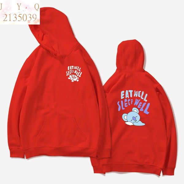

2018 korean bts cartoon q version men's hoodie couple plus velvet loose sweatshirt warm ladies casual wear anime hoodies, Black