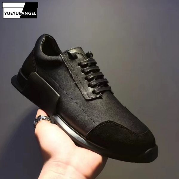 

autumn winter genuine leather mens casual leather shoes british round toe lace up thick bottom male shoes sneakers streetwear, Black
