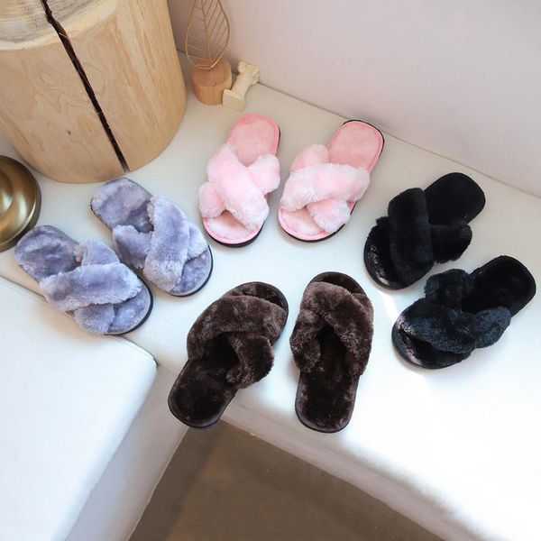 

kids slippers 2019 autumn winter new toddler infant kids baby warm shoes boys girls solid soft-soled slippers fur #n27, Black;grey