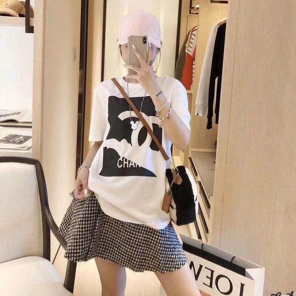 

spring / summer 2020 short sleeve gold silk embroidery loose round neck half sleeve, men's and women's casual wild style, cotton f, White
