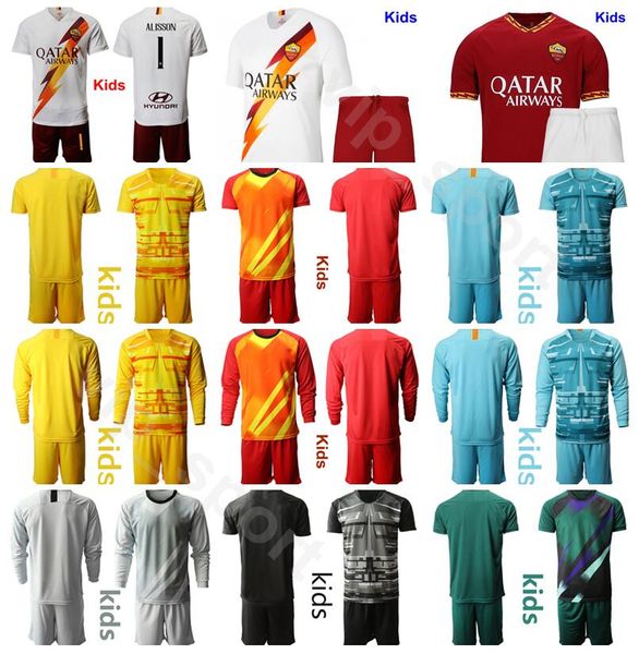 

goalkeeper gk youth robin olsen jersey set kids as roma long sleeve soccer goalie 1 pau lopez children football shirt kits uniform, Black
