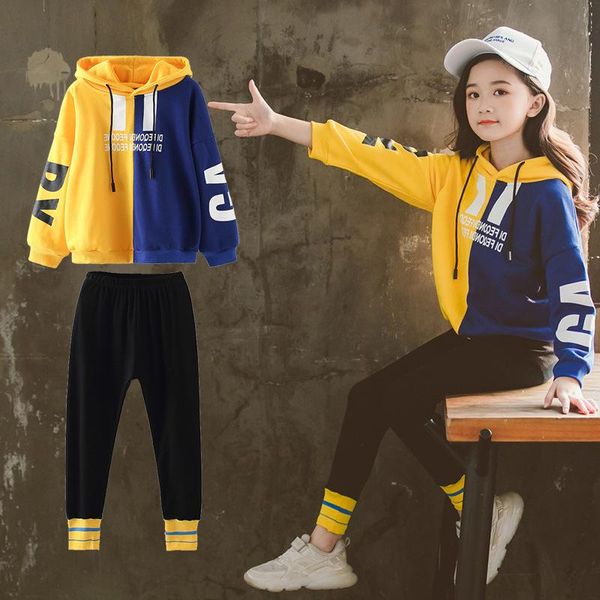 

fashion girls clothes set teen girls tracksuit spring 2019 autumn long sleev 2pcs children suits little girl sets 8 10 12 years, White