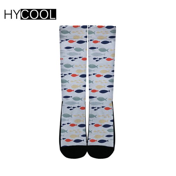 

hycool personality women socks cute animal fish print autumn winter comfortable soft ladies dress socks woman, Black