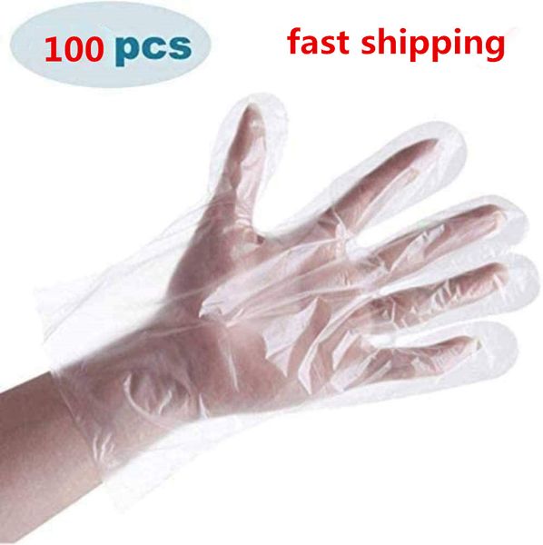 

100 шт пластиковые пищевые безопасные одноразовые перчатки, обработка пищевых продуктов, прозрачный, один размер подходит для большинства