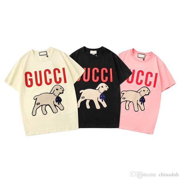 

woman 2020's latest design is a short-sleeved t-shirt with embroidered lamb and diamond-printed s  l xl xxl app88 ##288, White