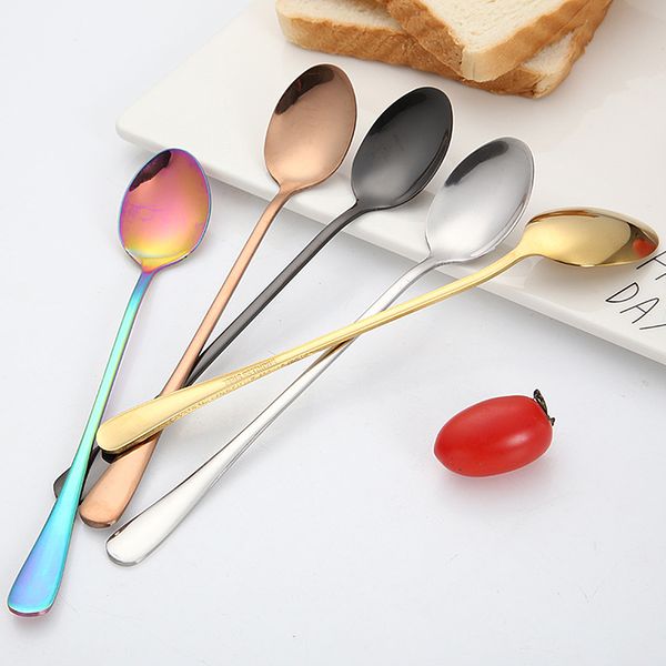 

2020 new vacuum plating stainless steel coffee spoon long handle tea spoons kitchen drinking flatware drop shipping