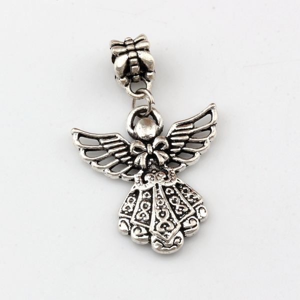 

100pcs/lots Antique silver Guardian Angel Dangle Religion Charm Beads Fit Charm necklace DIY Accessories 23.5x38mm A-495a