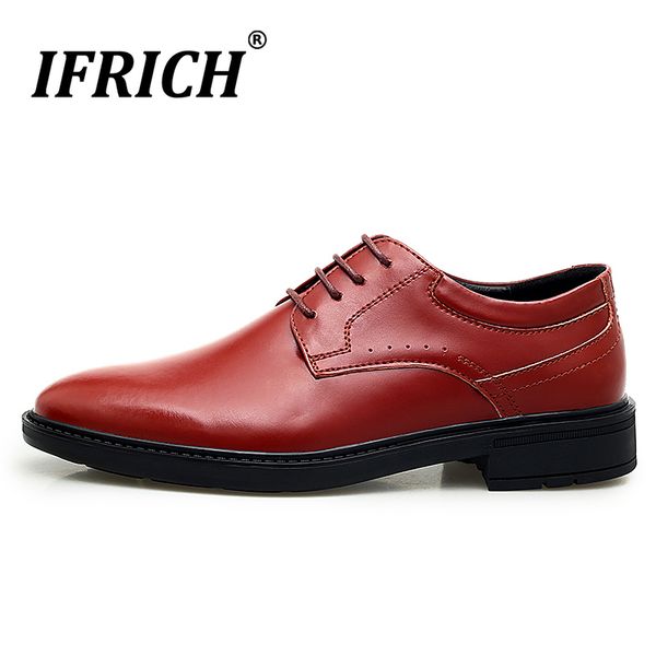 

new popular gentleman suit shoes men non slip mens dress shoes lace up evening party male red black bussiness footwear