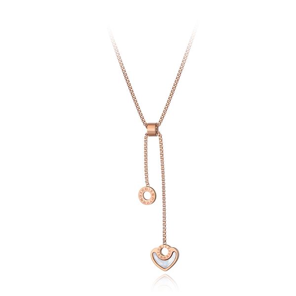 

roman numeral circle & heart stainless steel women wedding necklace jewelry trendy charm shell choker necklaces n19048, Golden;silver