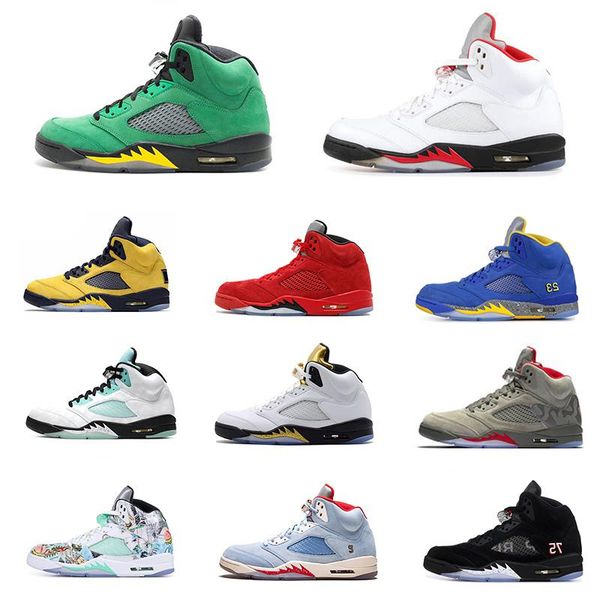 

5 5s basketball shoes for men trophy room camo suede red mens fresh prince grape black trainers sneakers with box