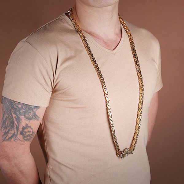

stainless steel long mens necklace large hip hop jewelry on the neck dragon statement chains necklace male accessories steampunk, Silver