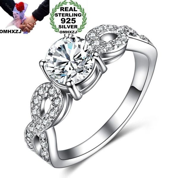 

omhxzj wholesale personality fashion ol woman girl party wedding gift white luxury zircon s925 sterling silver ring rn204, Golden;silver