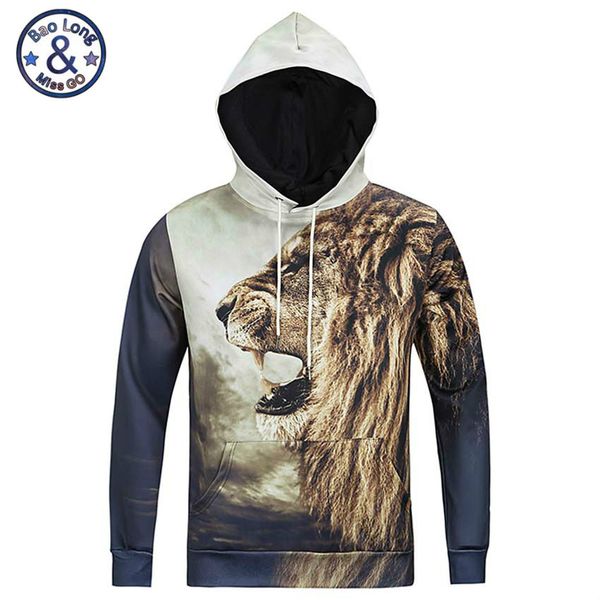 

mr.baolong new men hoodies 3d lion roaring full print clothing men's hoodie long sleeve autumn winter sweatshirts male m-3xl, Black