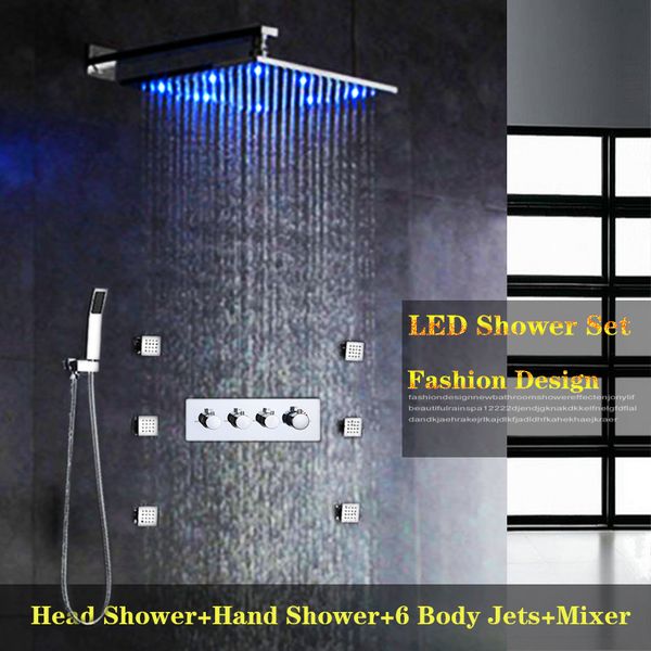 

in wall mount 8 10 12 inches shower set mixer valve 3 function & cold bathroom shower faucet with 6 spa body jets