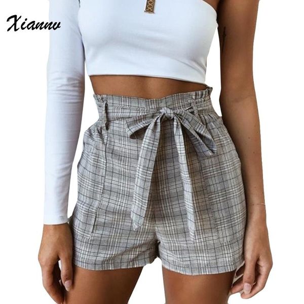 

ladies shorts 2020 summer new casual short pants knot tie waist slim plus size striped straps fashion shorts for women sale, White;black