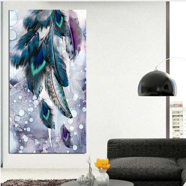 

modern decor big size wall art pictures colorful feather print and posters abstract canvas paintings for living room unframed