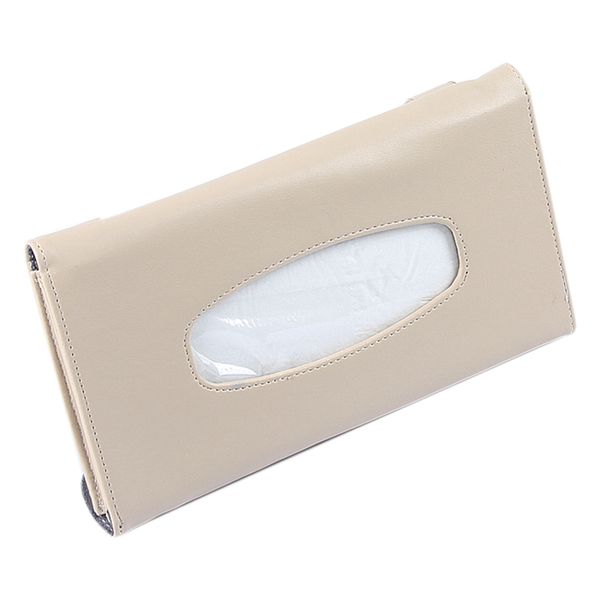 

car sunshade leather hanging style high-end napkin tissue box interior decoration accessories tissue box beige