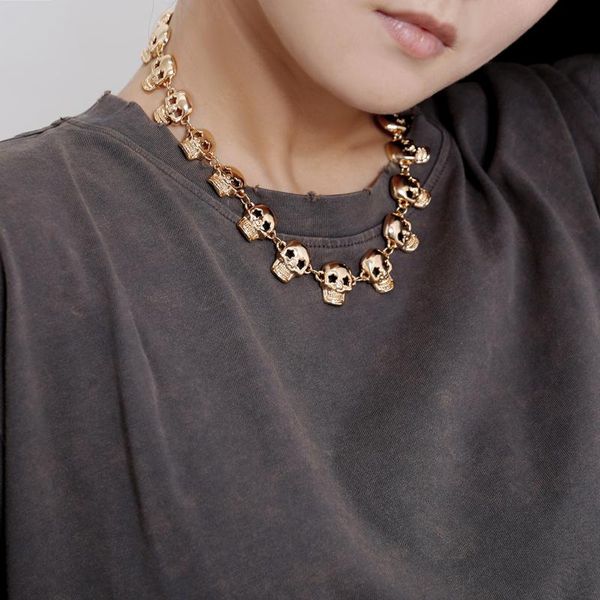

2019 people punk skeleton pendant necklace fashion necklaces for lovers factory price gift accessories jewelry gift, Golden;silver