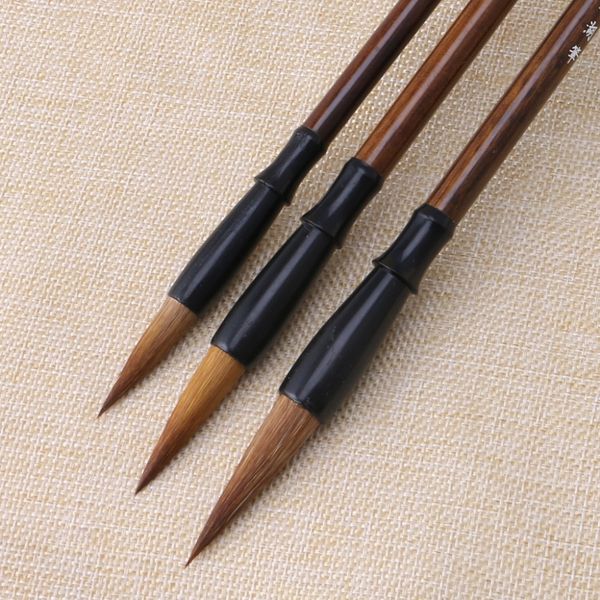 

1pc chinese calligraphy brushes pen wolf hair writing brush wooden handle, Black;red