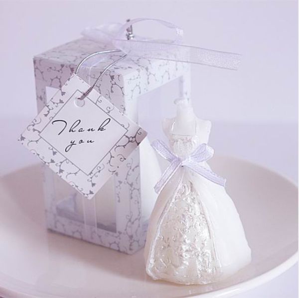 

50pcs wedding bride dress candle favor wedding gifts for guest souvenirs