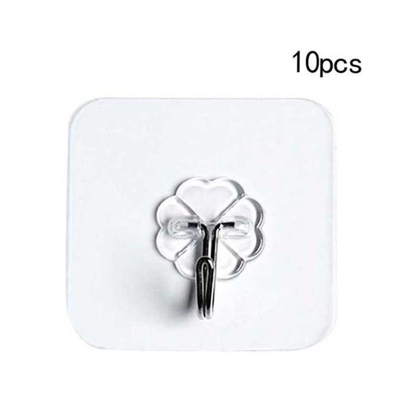 

10pcs настенный nail-свободный бесшовные крюк прозрачный strong самоклеющиеся двери настенные вешалки для полотенец швабра держатель сумки к
