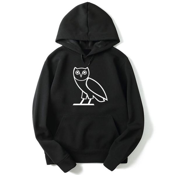

selling hoodie men print owl casual style fashion o-neck men streetwear hoodies fleece regular sweatshirt men, Black