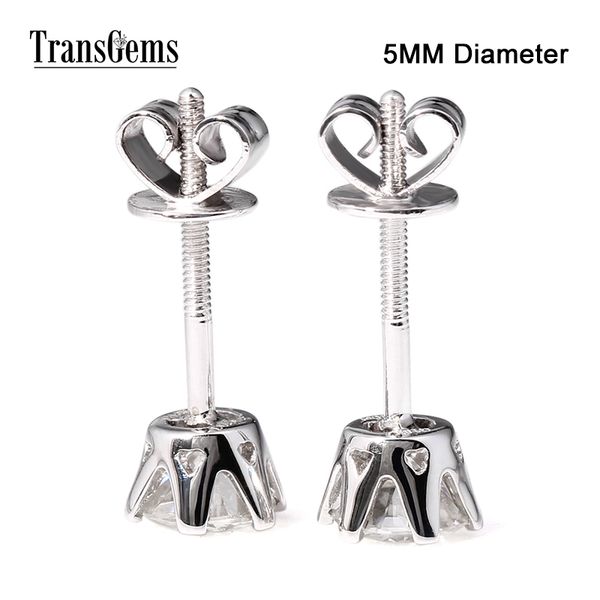 

transgems 14 к 585 белое золото 1 карат 5 мм f цвет прозрачный муассанит серьги стержня винт назад для женщин свадебный подарок классические, Silver