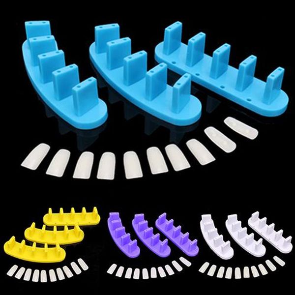 

3x nail acrylic base display training frames 10x false nail tips manicure tool acrylic 60g durable practise holder useful