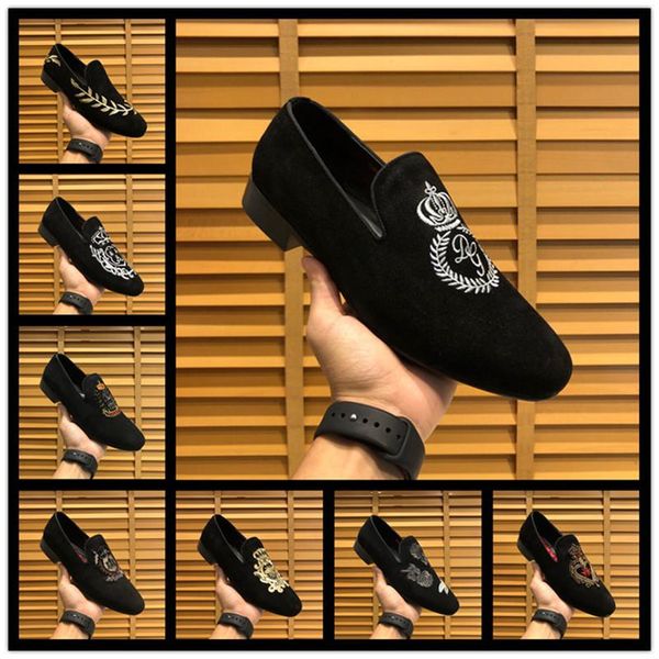 

fashion designers mens shoes loafers black red spike patent leather slip on dress wedding flats bottoms shoe for business party size 38-45