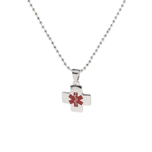 

diy medical alert id necklace with chain necklace stainless steel jewelry, Silver