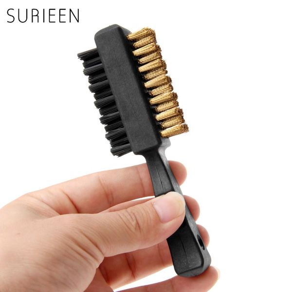 

golf double-sided club groove brush stiff brass bristles for cleaning irons +soft nylon bristles for cleaning woods