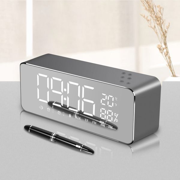 

led digital alarm clock portable wireless bluetooth temperature display with fm radio home watch electronic subwoofer desktop