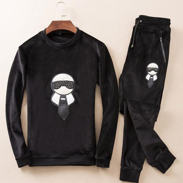 

2019 мужские костюмы конструктора luxury winter brand мужские костюмы jogger костюмы куртки брюки наборы повседневный хлопка костюм плюс раз, Gray